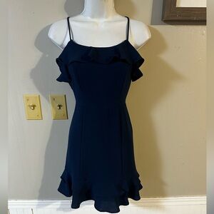 Altar'd State Navy Ruffle Spaghetti Strap Mini Dress